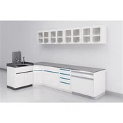 Stół laboratoryjny ze stali i drewna